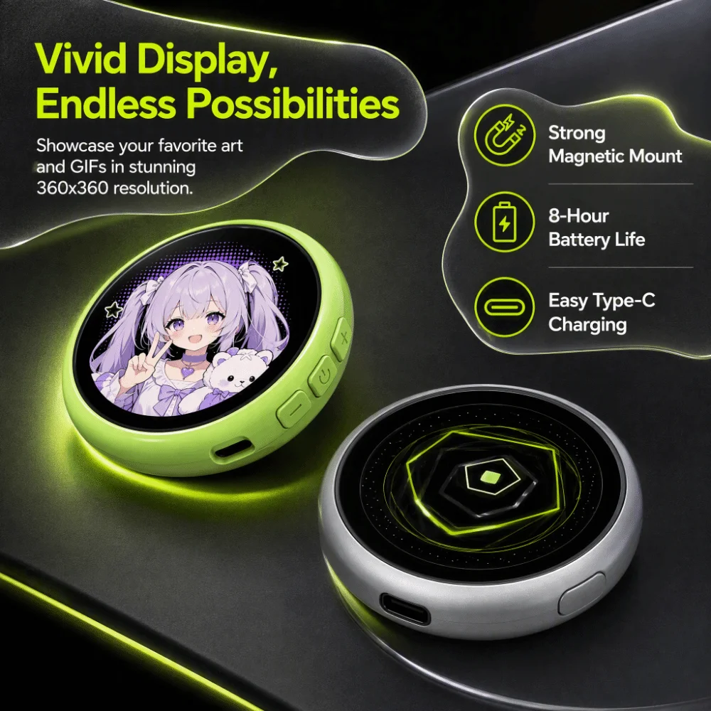 Magnetic Magnetic Electronic Badge Light‑Up Interactive Light‑Up Anime Brooch Compact Lightweight Smart Decor Smart Decor Pin