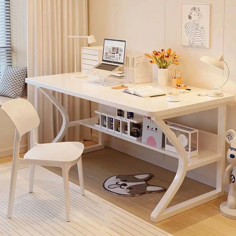 Computer desk Desktop simple home bedroom Study table Steel frame simple rectangular desk