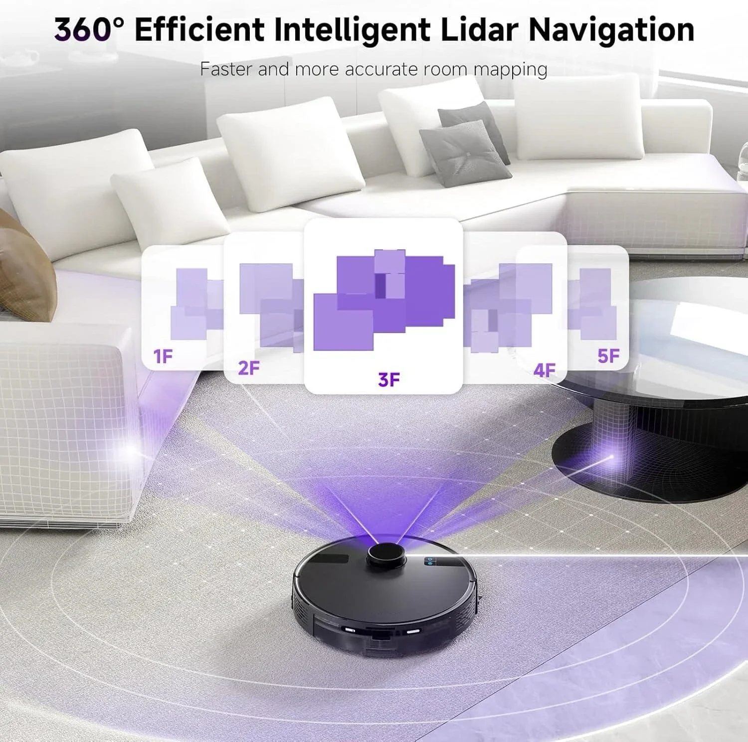 Smart App Robotic Vacuum Cleaner Wet and Dry Powerful Moping Customized Self Emptying Lidar Navigation for Large Diverse Floor