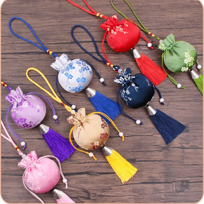 Vintage Floral Satin Storage Bag Empty Drawstring Pouches Sachet Hanging Ornament Jewelry Packing Bag Wedding Candy Gift Bags