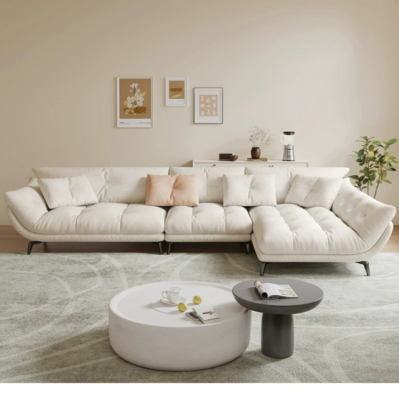 

Corner sofa living room, modern simple large apartment, French cream style, princess sailing cloud sofa, milk flannel