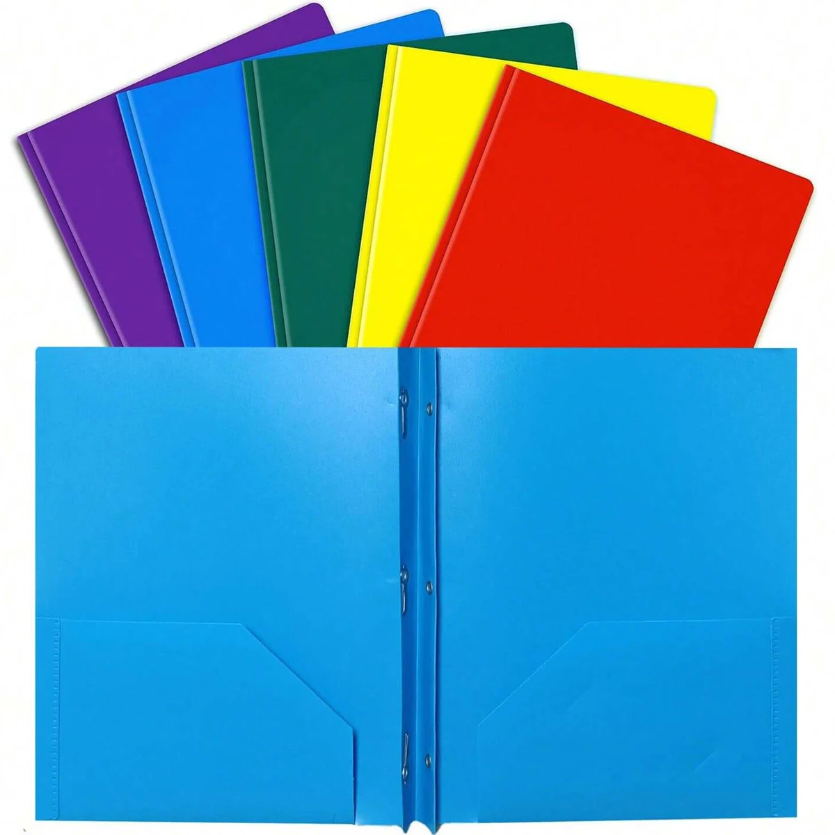

2pcs Plastic Folders with Pockets, Heavy Duty Pocket Folders for Office and School, Letter Size（Random color）