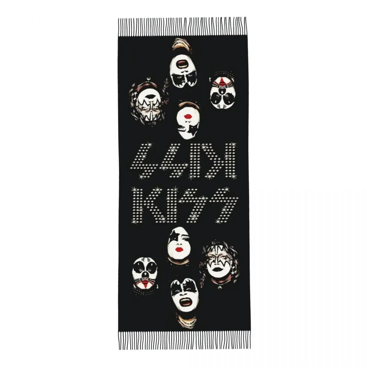 Custom Print Kiss Rock Metal Band Scarf Men Women Winter Fall Warm Scarves Shawls Wraps