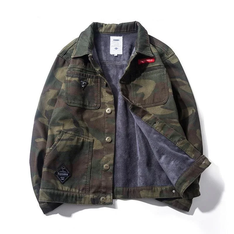 Camouflage Work Jacket Large Size Multi-pocket Military Autumn/Winter Outdoor Sports Outerwear Mens Clothing