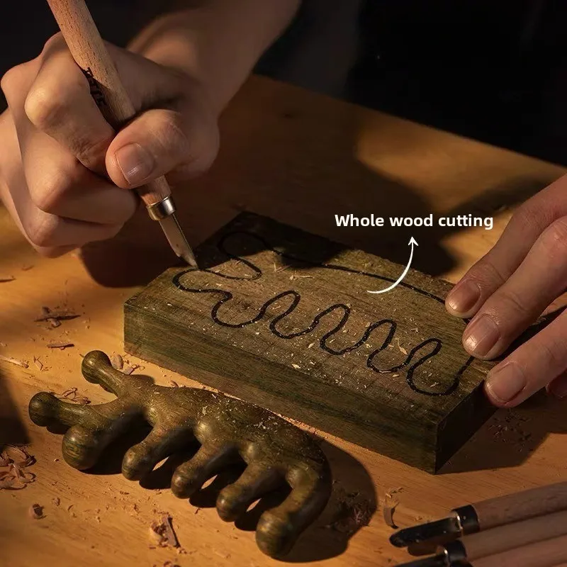 Peine de masaje para terapia de madera, masajeador Gua Sha para el cuero cabelludo, diente ancho de sándalo Facial Natural, masaje corporal raspado Guasha