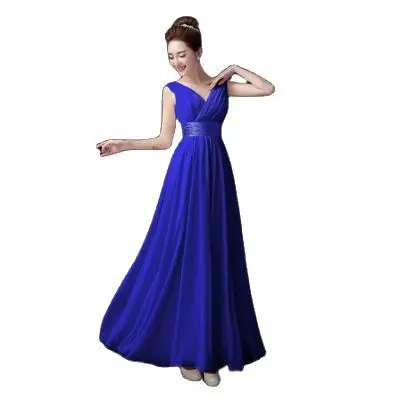 

Custom Red Long Bridesmaid Dresses Chiffon Floor Length Sexy V-Neck Prom Champagne Purple Blue Robe Formal Gown Wedding Party