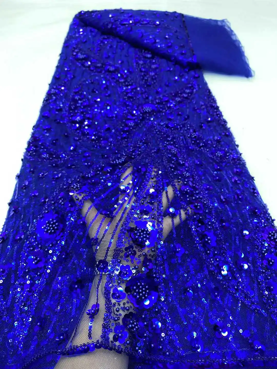 

African Sequins Beaded Groom Lace Fabric High Quality French Tulle Lace Fabric 2026 Embroidery Nigerian Lace Fabrics