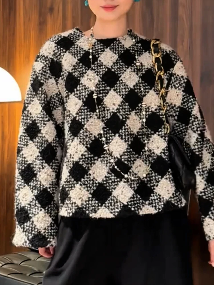 

Универсальный женский топ в клетку для осени и зимы, новый, больших размеров, в разных цветах