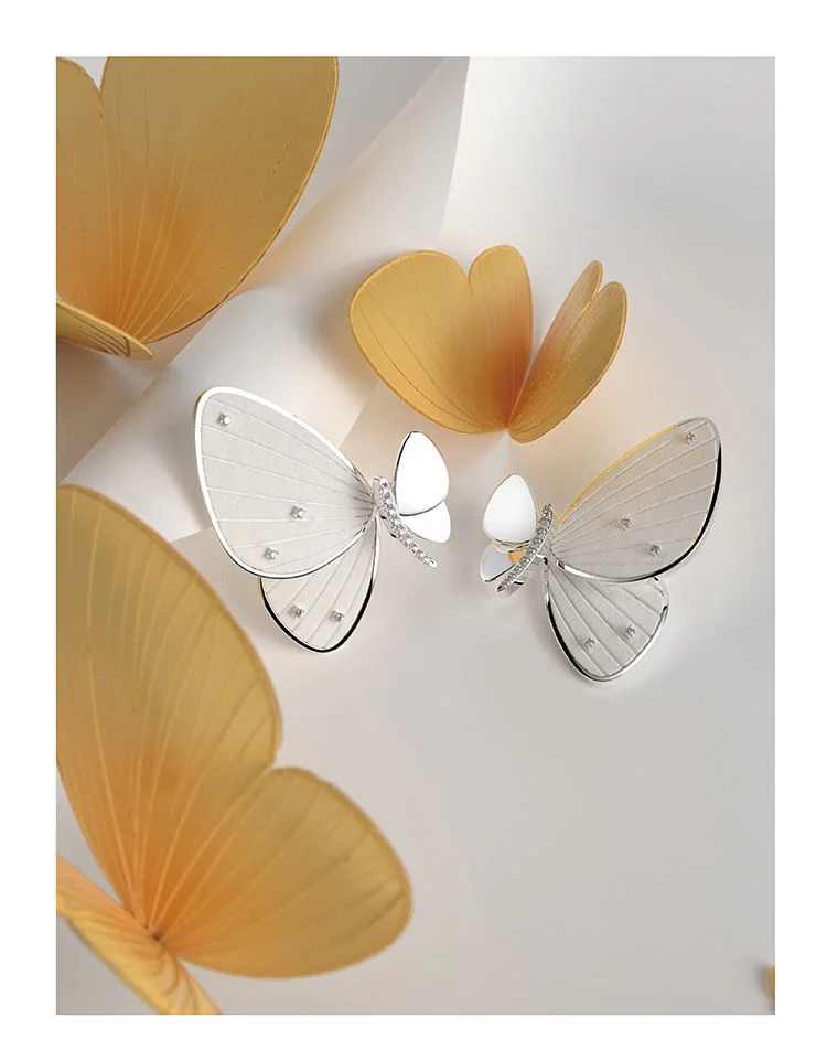 2024 New Trendy Butterfly Temperament Premium Earrings Female Niche Design Sense 925 Silver Stud Earrings Niche Design