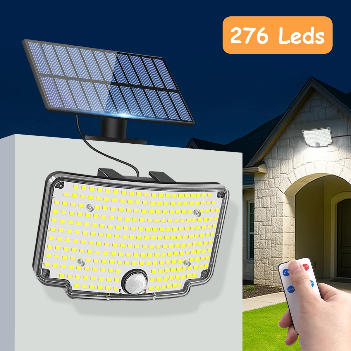 Solar Lamp Outdoor IP65 Waterproof Solar Light,1500mAh Battery,Adjustable Angle,5M Delay Wire for Gate Wall House Decoration