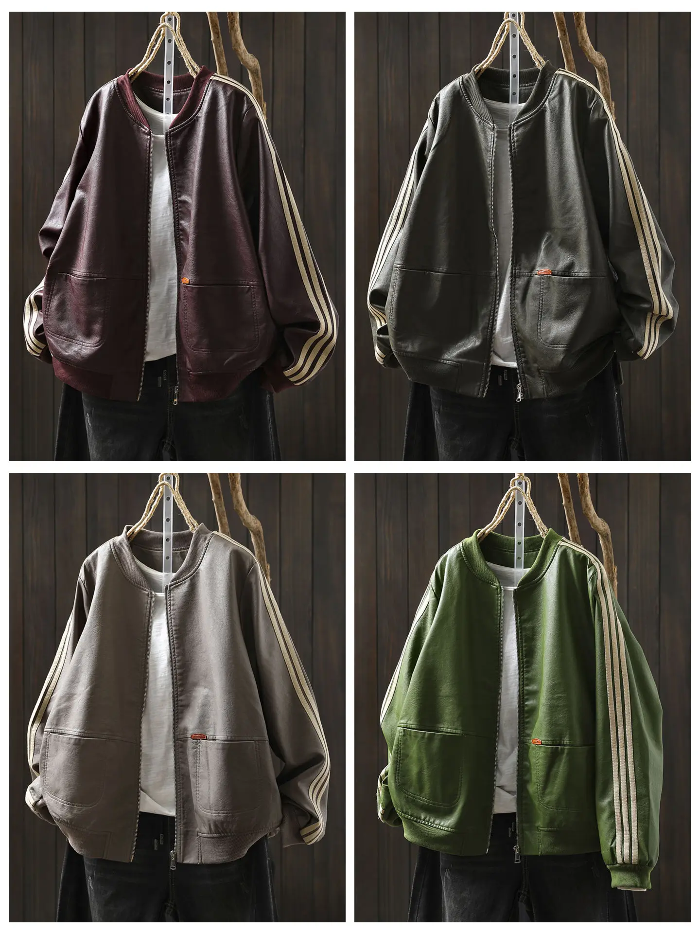 Cool ort Weißes Leder-Jacet für Damen, 2025, New Sle Retro Faion Biker-Jacet, Stehkragen, hohe Taille, Sensation Motorrad...