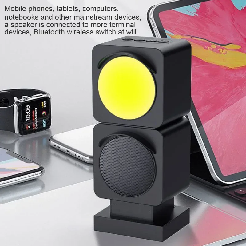 Traffic Light Bluetooth Speaker Desktop Computer Soundbox with FM Radio Function Large Volume HIFI Audio Support USB TF Card AUX