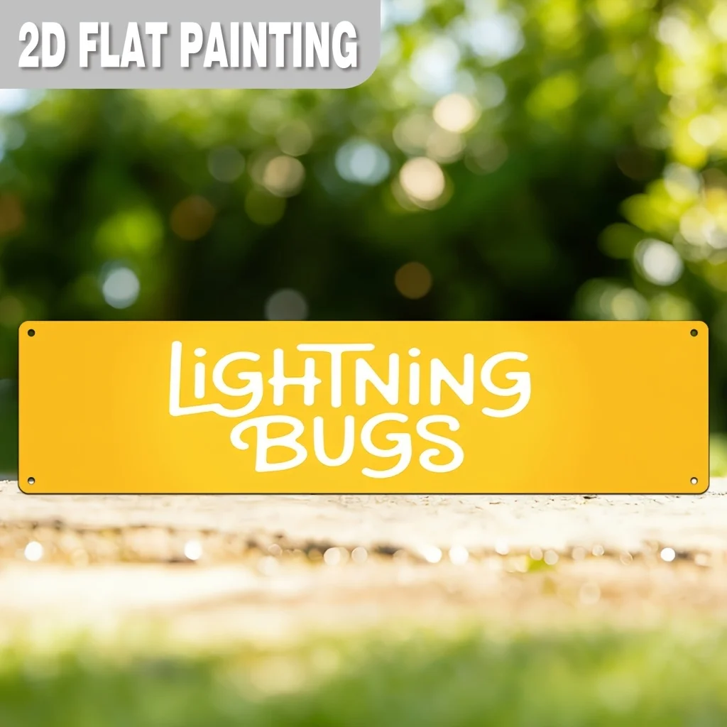 Summer Decorative Sign Plaques, Lightning Bugs Metal Sign, Glow Bugs Sign, Garden Road Signs, Retro Wall Decor, Street Signs