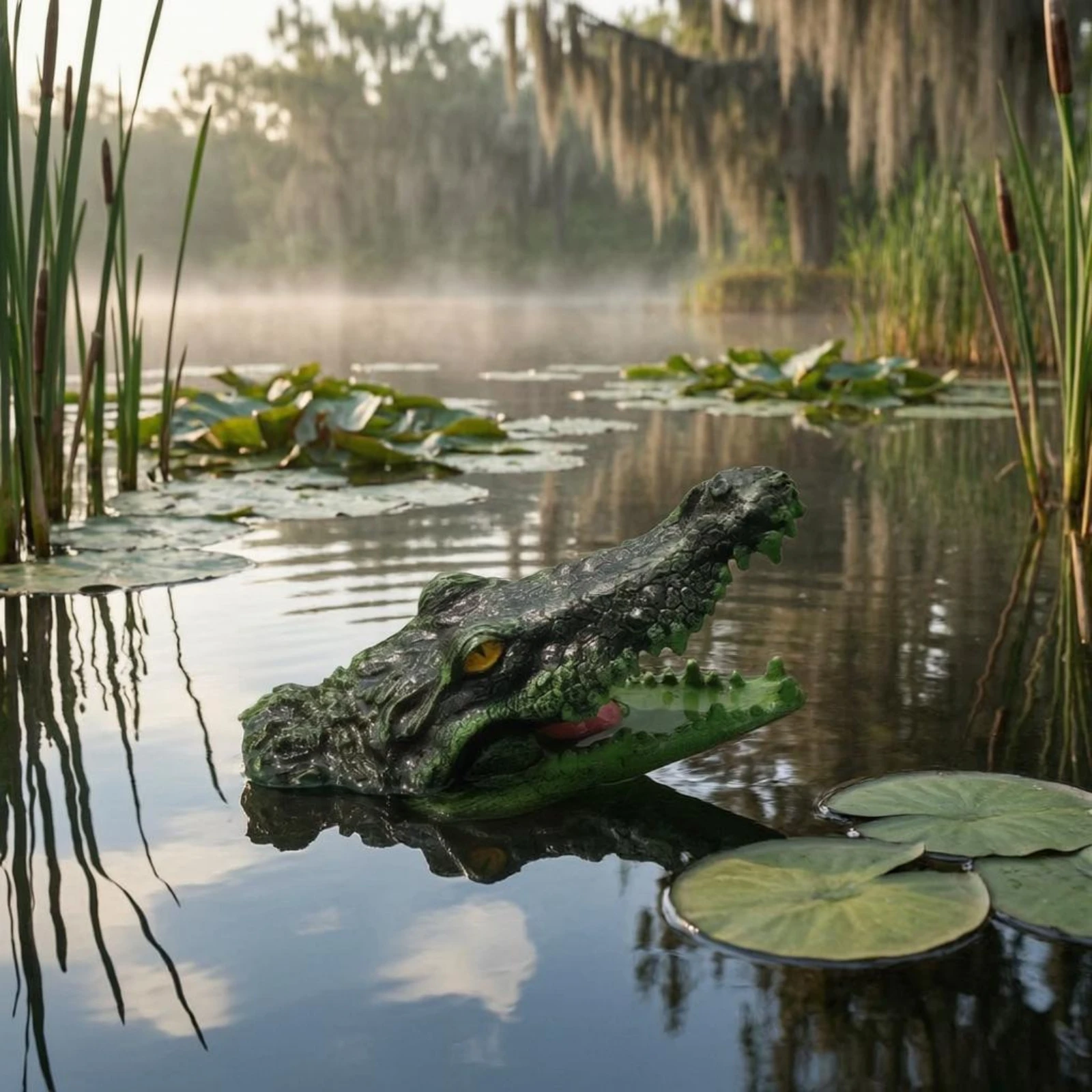 Floating Crocodile Head ajarMouth Crocodile Head Decoration Alligator Decoy Ornament Textured Water Feature Decor for Gardens