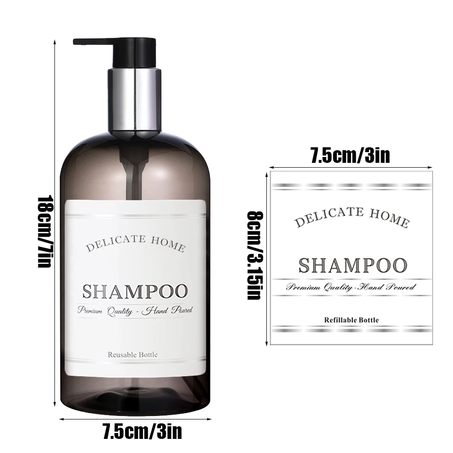 Refillable Shampoo and Conditioner Dispenser Shampoo Bottles with Pump Waterproof Labels Chic Shower Soap Dispenser