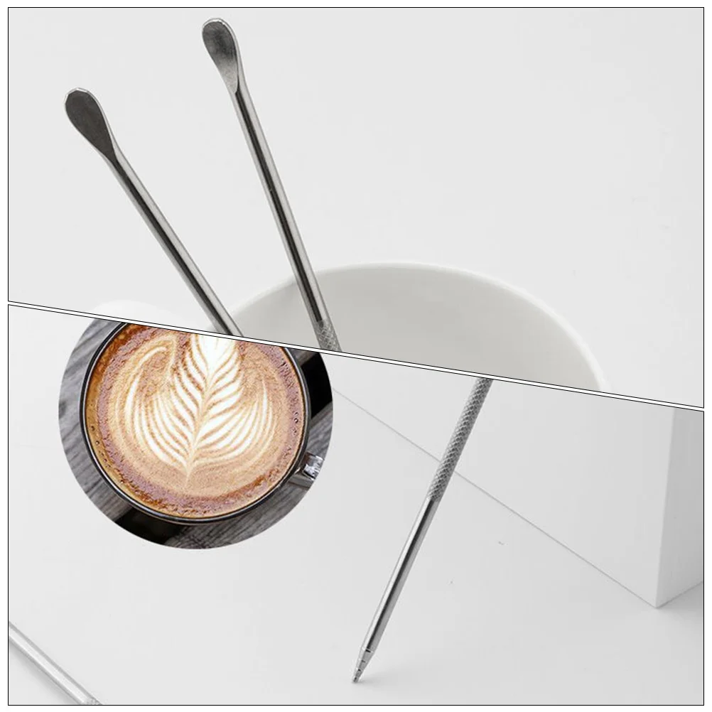 

4 Pieces Coffee Art Pen Stainless Steel Latte Maker Camping Tools Silver Color Lightweight Practical