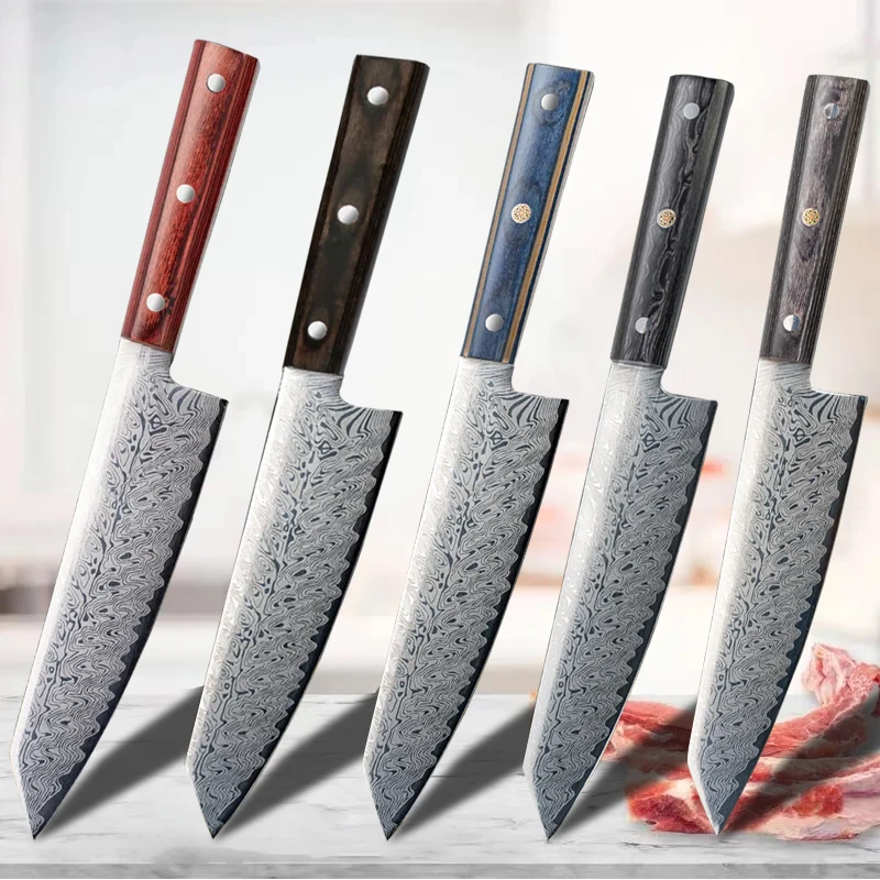 

Home chef knife Kitchen knife Laser Damascus pattern, sharp Japanese kitchen knife, multi-purpose knife solid wood handle knife