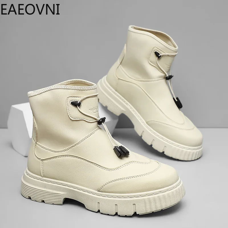 Snow Boots High Tops Men's Winter Boots Shoe Slip-on Breathable Lightweight Man Platform EAEOVNI Man Shoe New Arrival Hot Sale