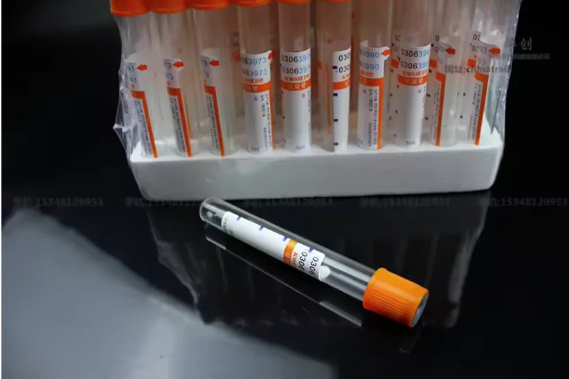 Anticoagulant biochemical tube orange lid medical Disposable Vacuum blood vessel Procoagulant tube 5ml orange cap Laboratory