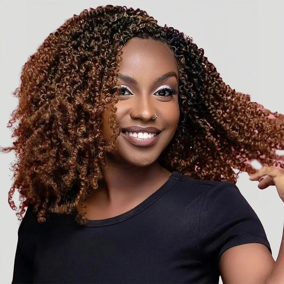 

Donghou 1-6 упаковок Yanky Twist Вязаные крючком волосы 12 8-дюймовые синтетические весенние завитки волос Сенегальские завитки крючком волосы с вьющимися концами