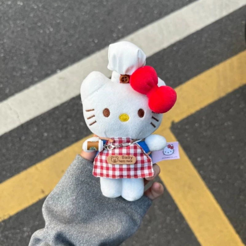 

Плюшевый брелок Sanrio Hello Kitty, 12 см, милый модный кулон-игрушка в виде котенка, брелок для ключей, подарки на день рождения для девочек