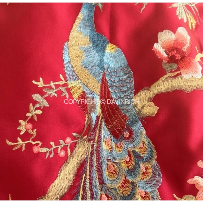 Imagem -05 - Davinrich-oriental Floral Praça Capa Almofada Silky Pavão Capa de Almofada Vietnam Artesanato Fronha para Sala Sofá e Quarto