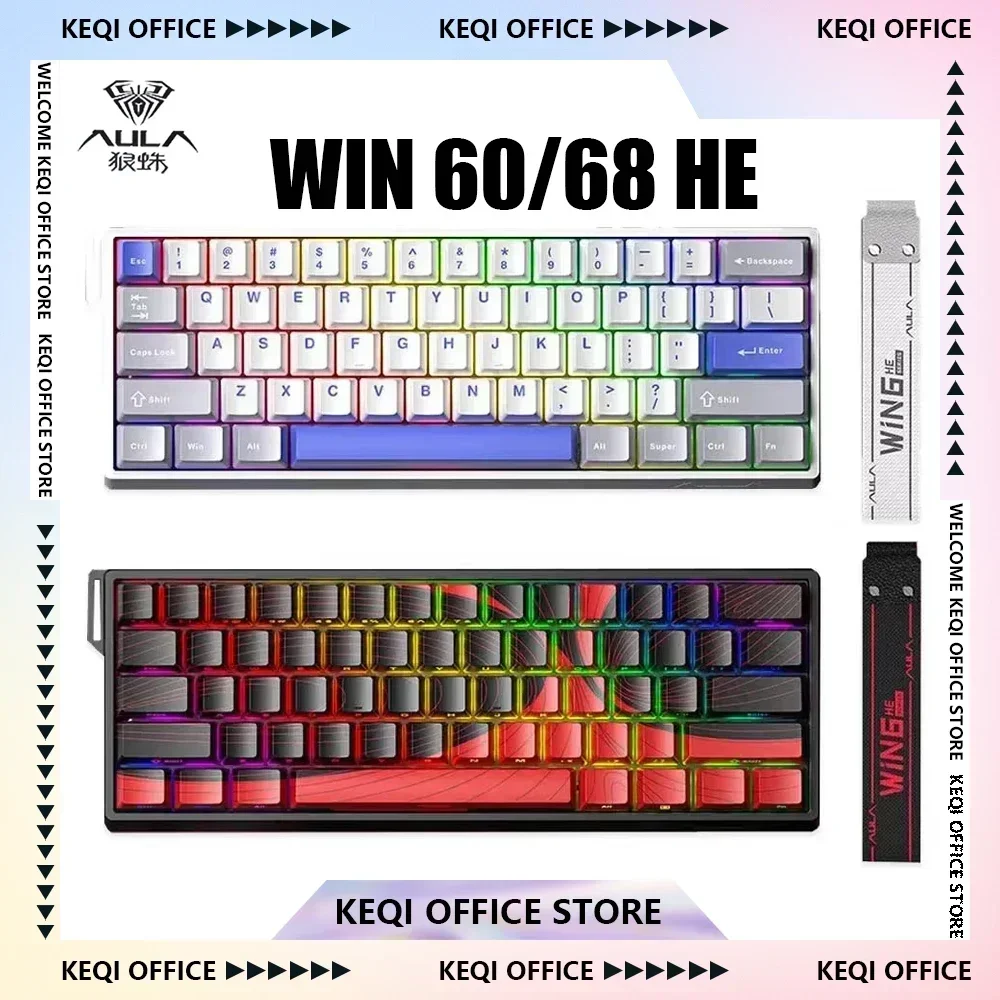 Aula Win60 Win68 He Magnetic Switch Keyboards 8k Rgb Hot-Swap Customize Wired Mechanical Esports Gaming Keyboard Chrisms Gifts