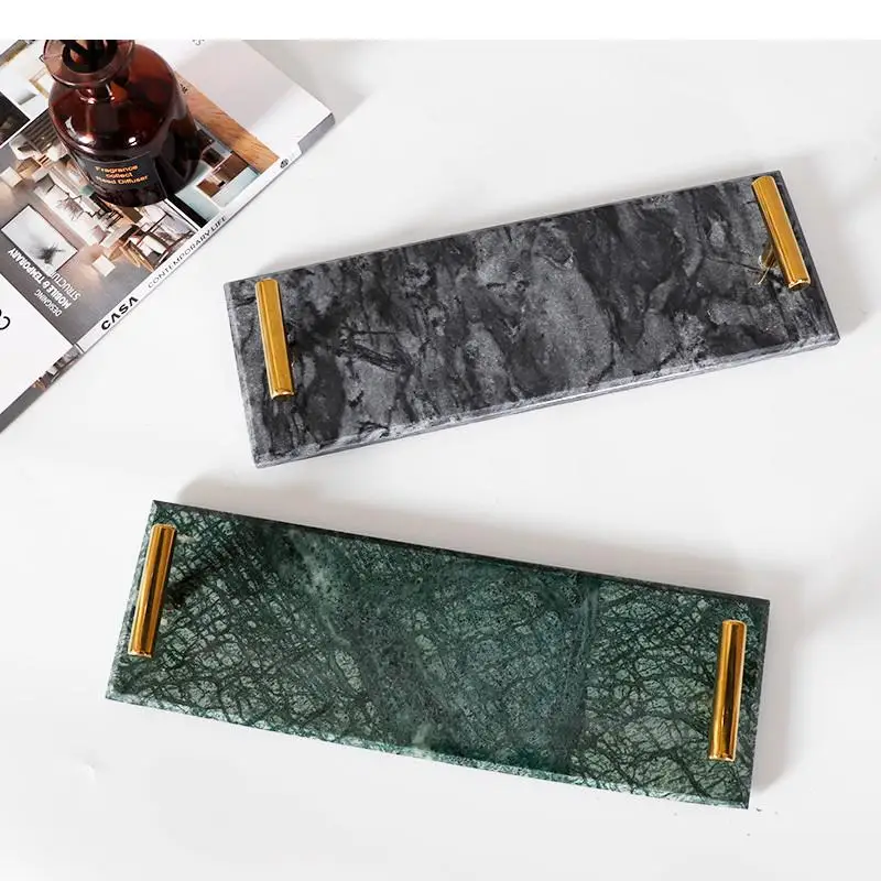 Nordic Natural Marble Tray Decoration Cosmetics Jewelry Bathroom Washing Storage Rack Home Accessories Modern