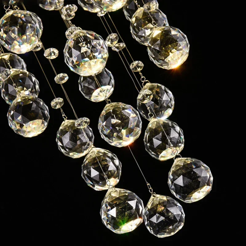 Modern Long Crystal Chandelier Lamp for Living Room Staircase Lobby - Large Indoor Lighting Luxury Home Decor Creative Lustre