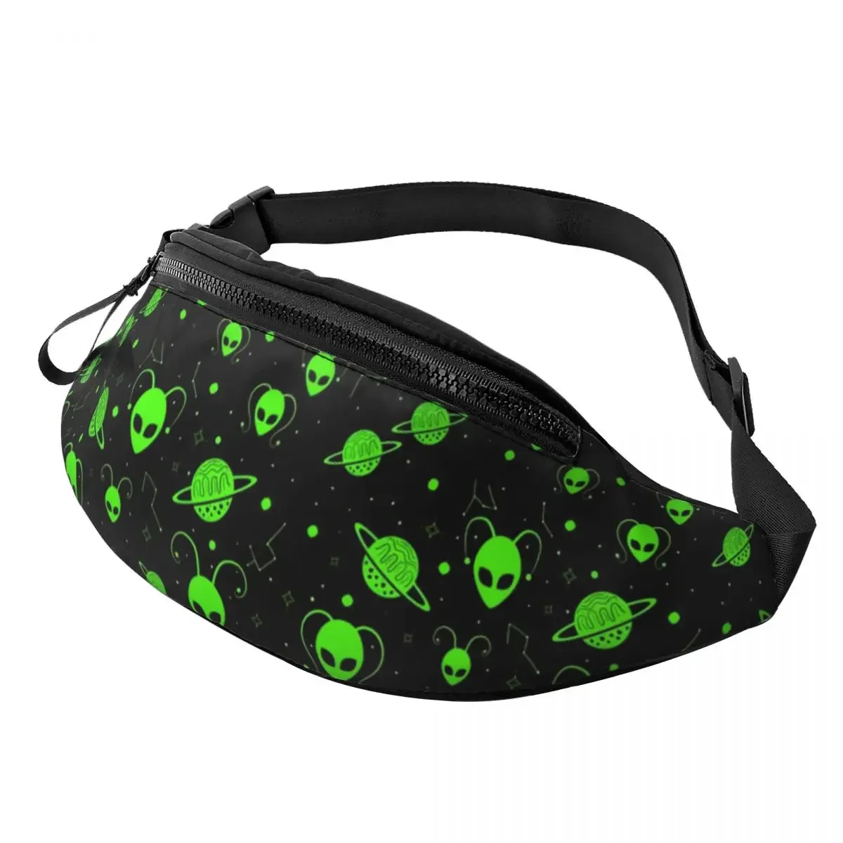 Cool Wonderful Green Alien Universe Fanny Pack Men Women Crossbody Waist Bag for Camping Biking Phone Money Pouch