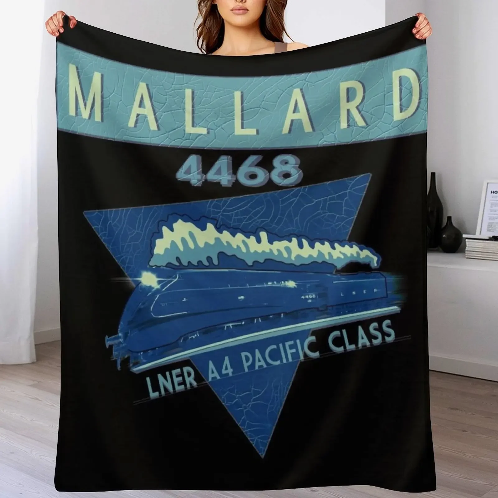 The Legendary Mallard Pacific Class Steam Train Locomotive Engine Throw Blanket Plush Fuzzy Cozy Blanket for Couch Sofa