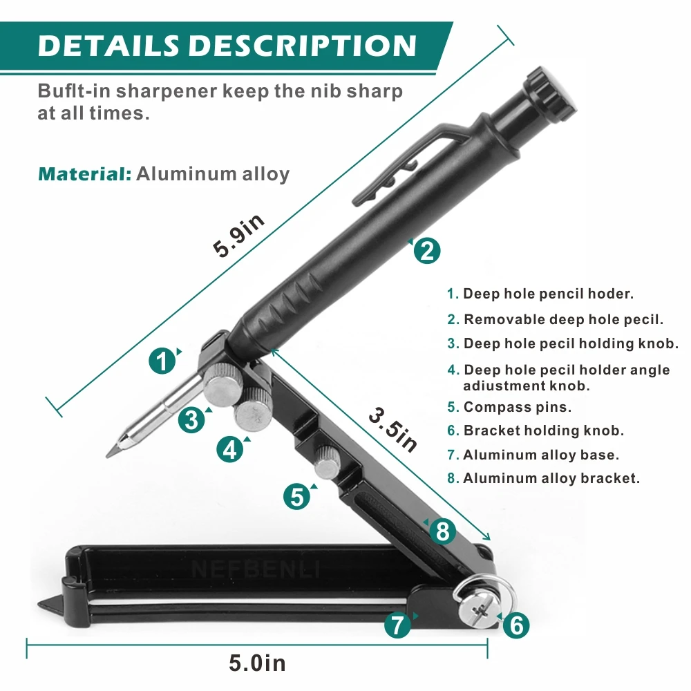 Multi-Function Profile Scribing Tool Construction DIY Scribe Woodworking Compass Contour Gauge Scriber Line Maker Measuring Tool