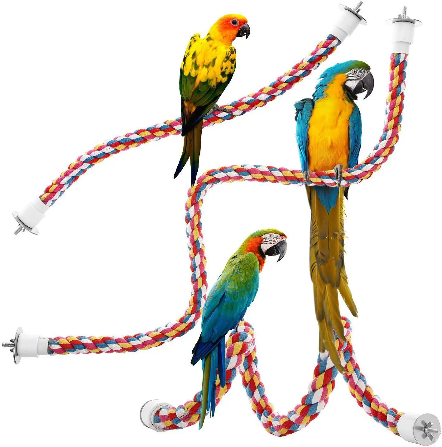 Parrot Rope Hanging Braided Budgie Chew Rope Bird Cage Cockatiel Toy Pet Stand Training Accessories Swing Supplies Parrot Swings