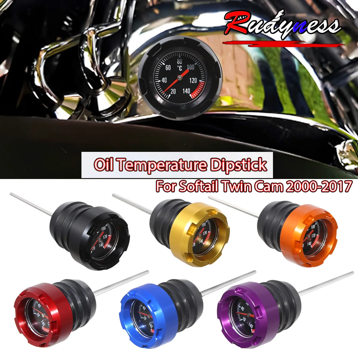 Motorcycle Slope Cut Oil Temperature Dipstick For Harley 2000-2017 Softail Twin Cam Fat Boy Heritage Classic Slim