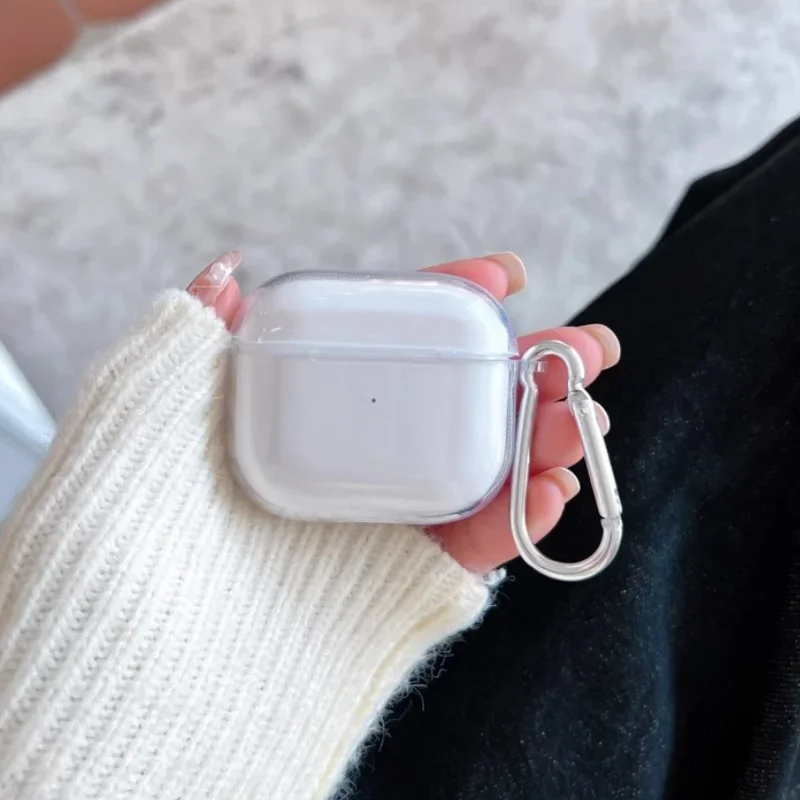 Klare, weiche TPU-Kopfhörerhülle für Airpods 4 3 2 1 Pro3 Pro2, stoßfest mit Schlüsselanhänger für Airpods 4 Ladehülle.