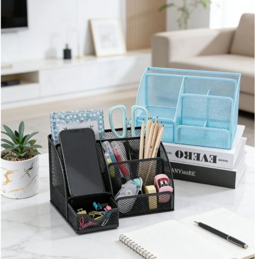 

Многосекционный металлический креативный органайзер для ручек и канцелярских принадлежностей; Функциональный ящик для хранения канцелярии