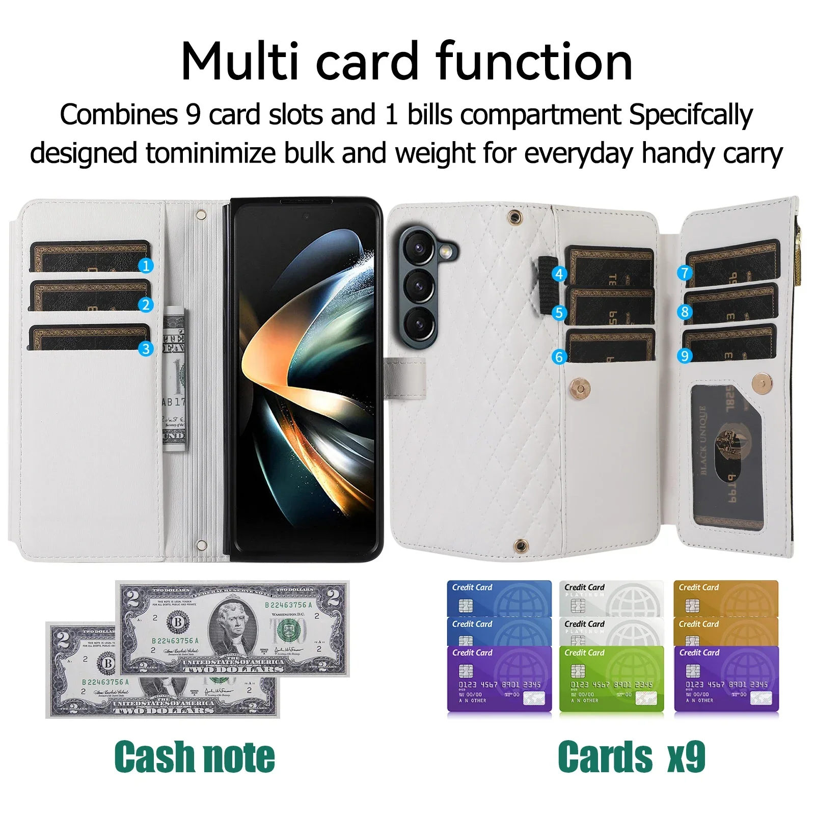 M1A* style folding machine Leather Case Anti-fall Wallet Flip Phone Case for SAMSUNG GALAXY Z FLIP FOLD 3/4/5/6