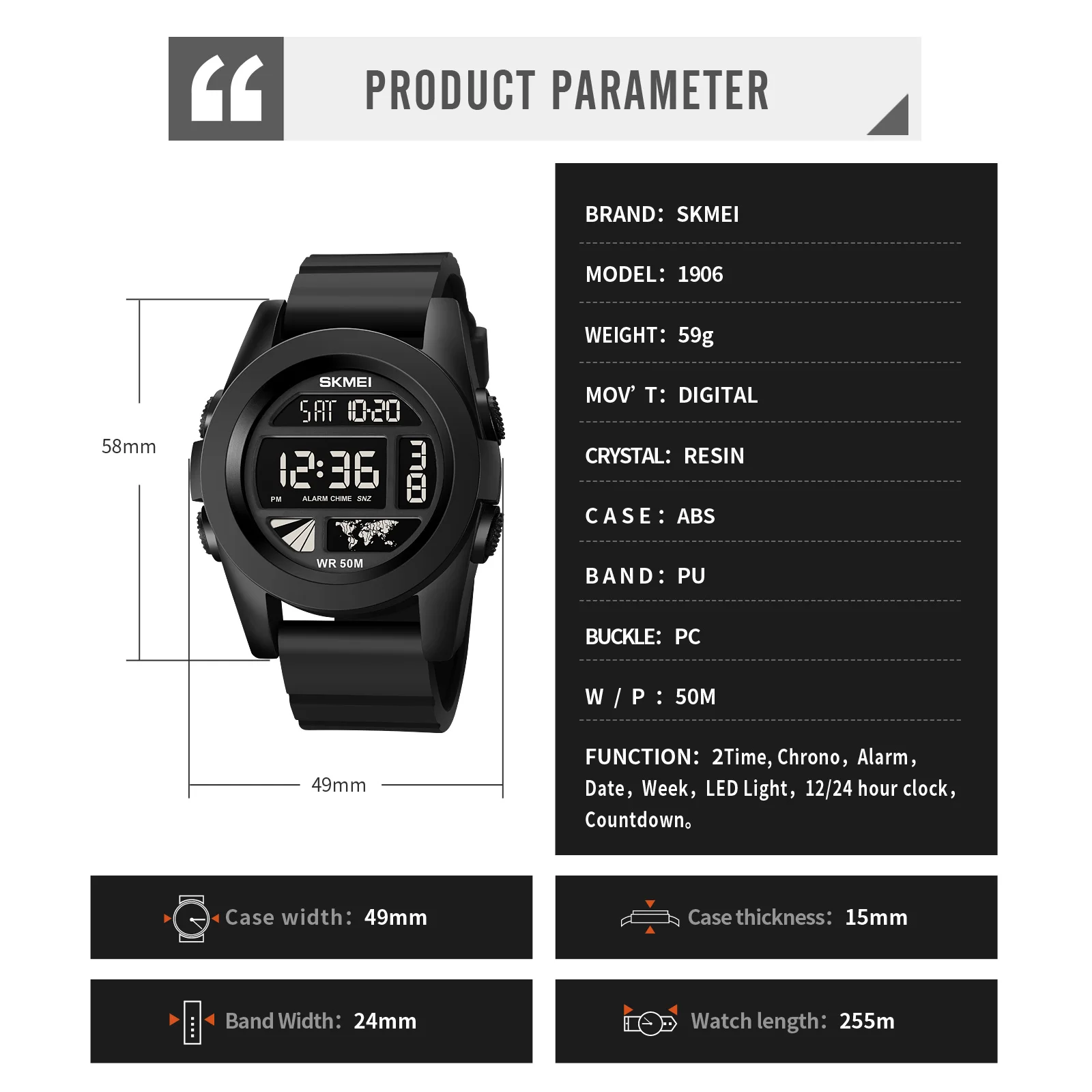 SKMEI Sport Digital Watches Fashionable Special Waterproof WristWatch Luminous Watch for Men Alarm Countdown Relogio Masculino