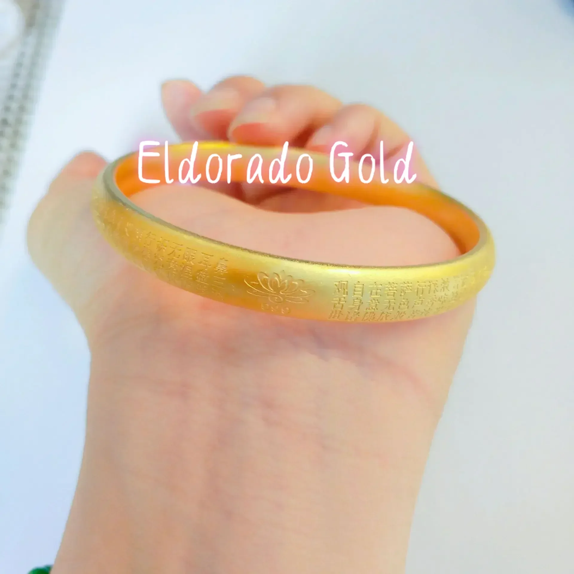 Eldorado Gold  9999 24K real gold Lotus Outer Heart Sutra Bracelet Inherited from Ancient Method 8mm Chinese National Style