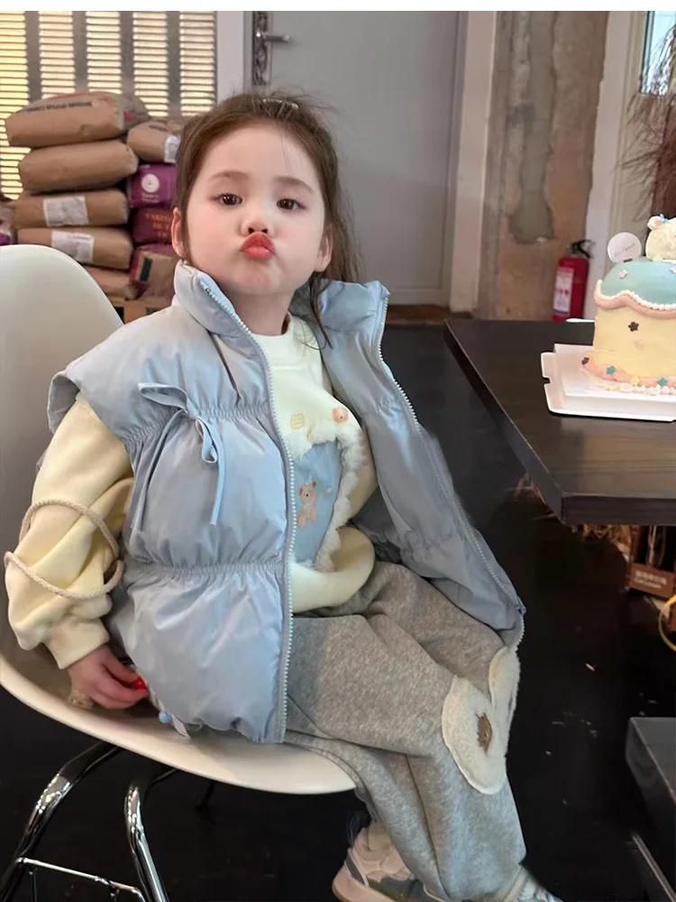 

Girls' Cotton Vest Autumn Winter New Children's Vest Baby Girl Quilted Warm Vest Outerwear Winter