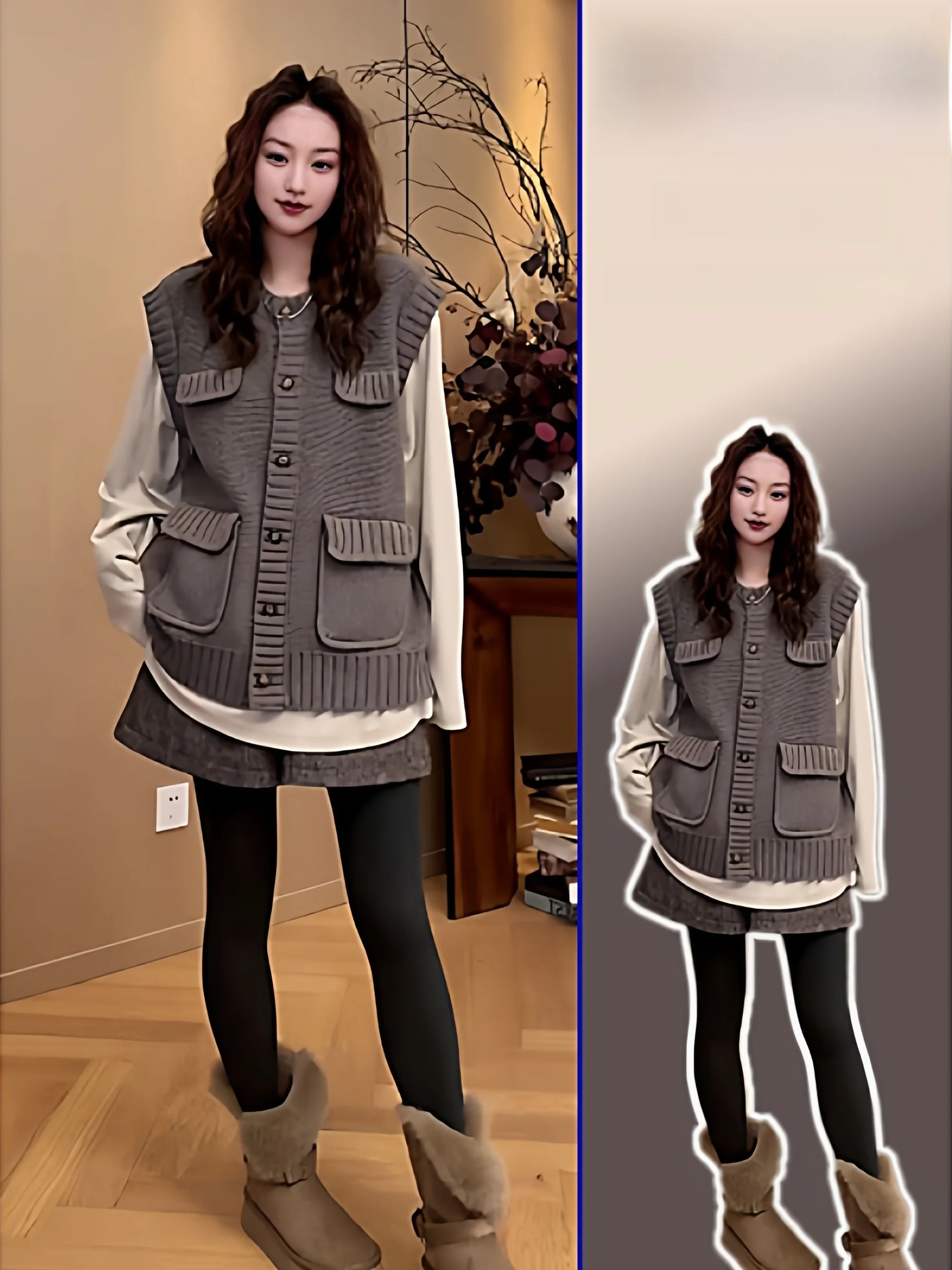 

plus Size Women's Knitted Cardigan ey round Ne Padded Vest Layering Top Agel Versatile Long Sve French Sle Loose Fit