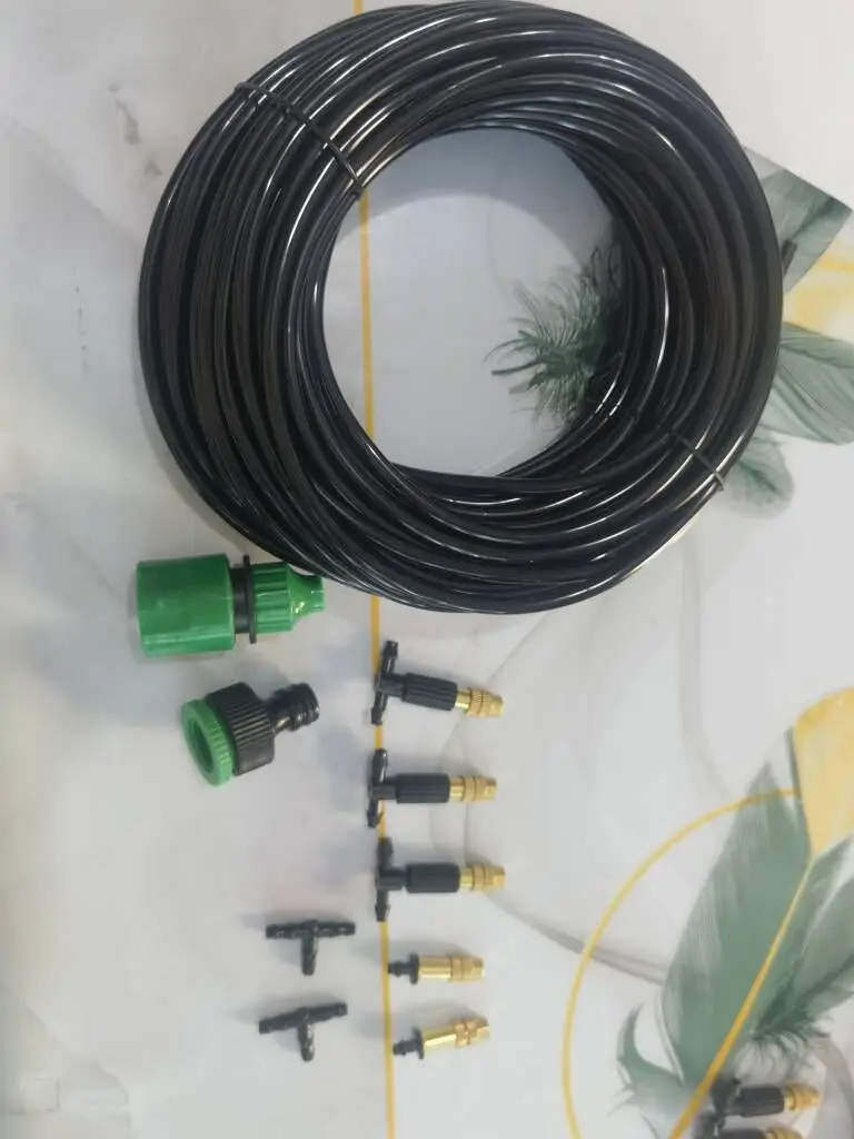 Misting Watering Kit Garden Sprayer Drip Irrigation Adjustable Brass Nozzles With Barbed Tee Connectors