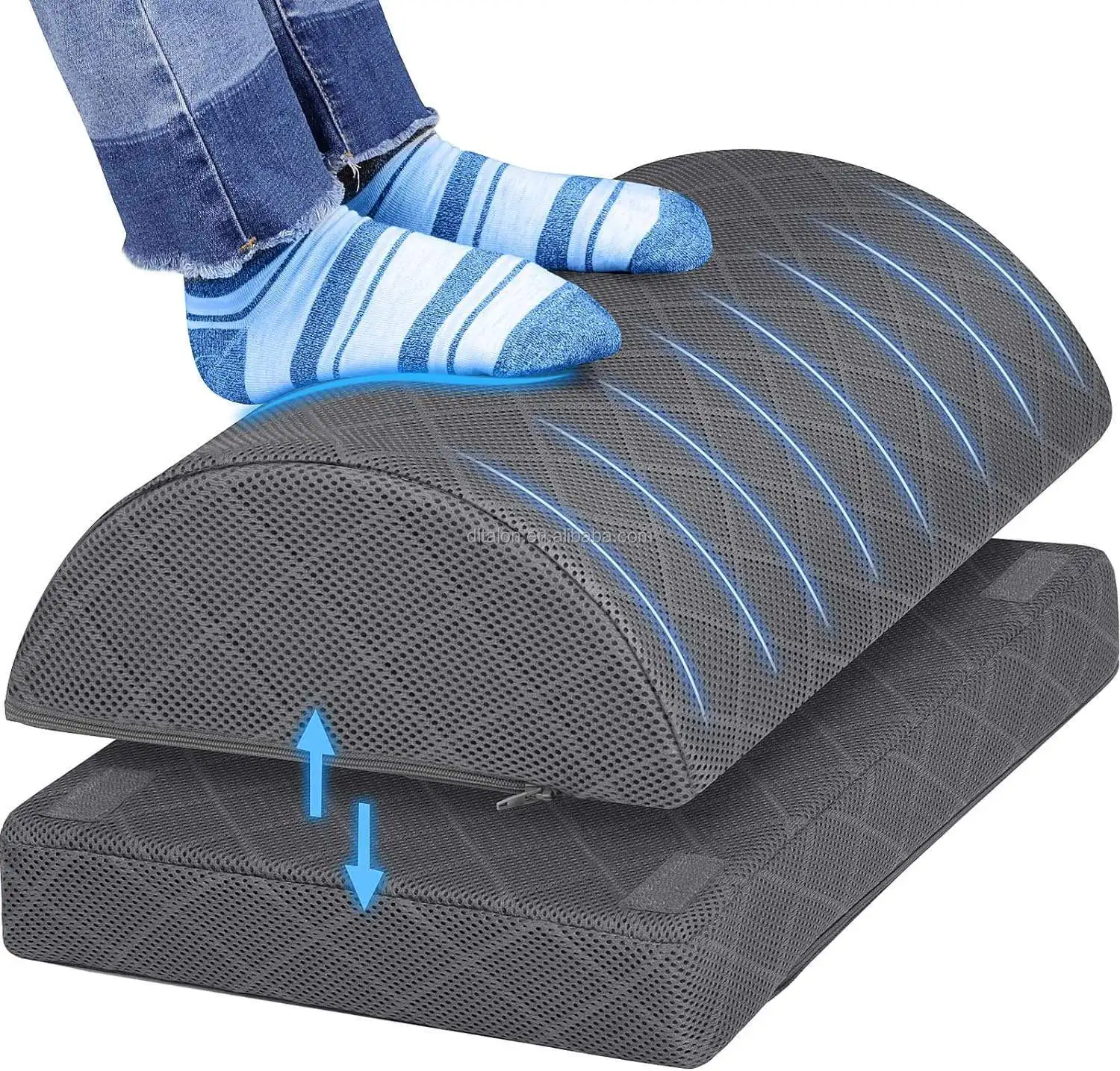 Height Adjustable Desk Foot Rest Washable Cover High Density Foam for Office Chair and Gaming Desk Improve Posture Leg Support