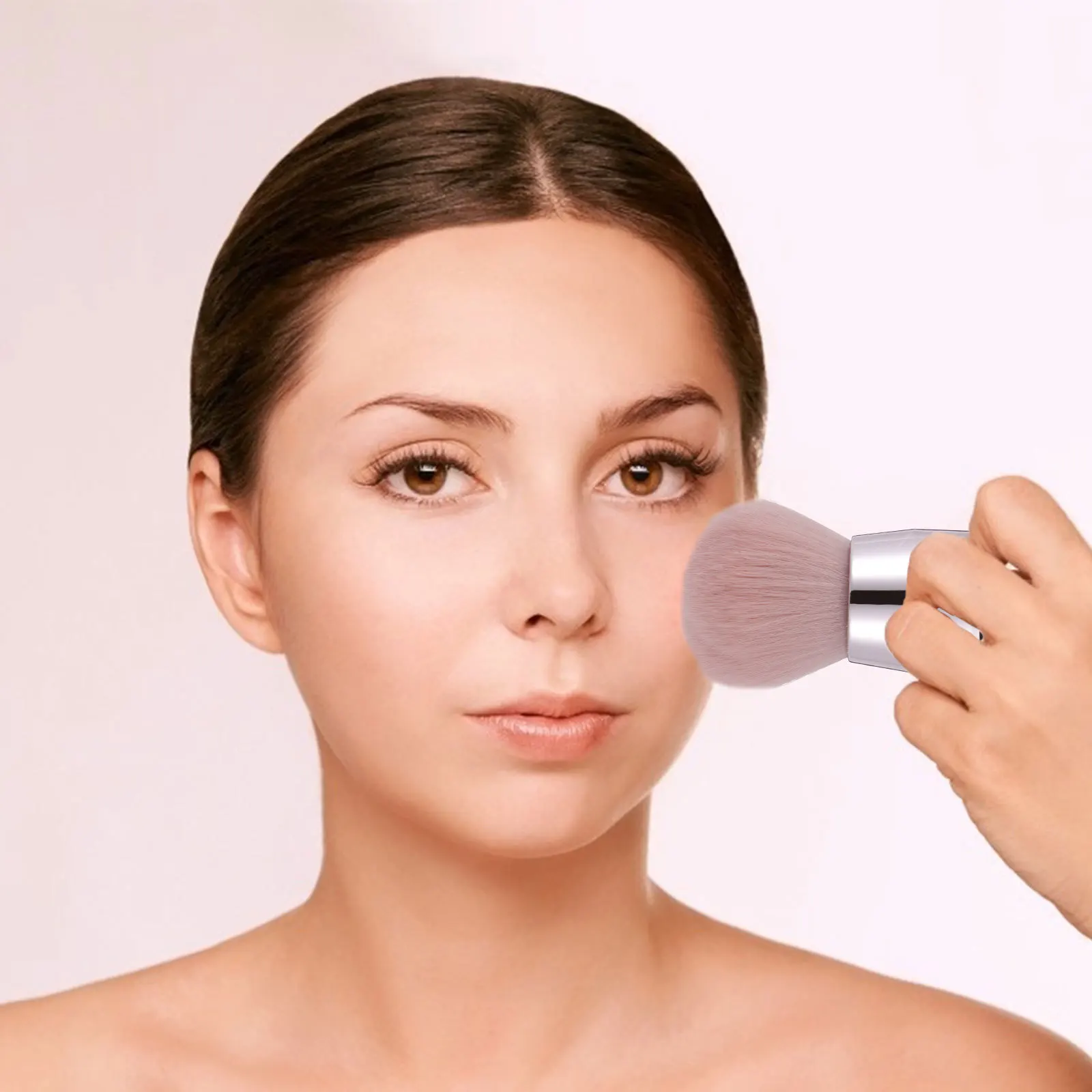 2-teiliger Pinsel in Pilzform für Puder, Foundation und Rouge, tragbar, Reisegröße, Gesichts-Make-up-Werkzeug, kein Ausfallen, hochwertig