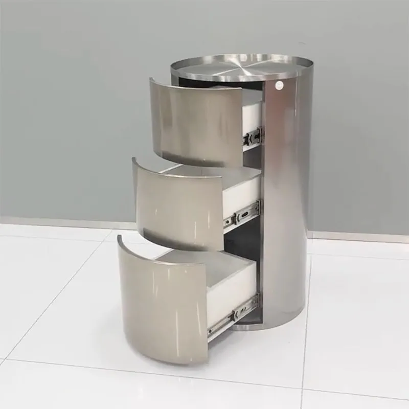 Simple Style Salon Furniture Stainless Steel Trolley Customized Barber Shop Scissors Hair Dryer Multi-Layer Tool Storage Cabinet