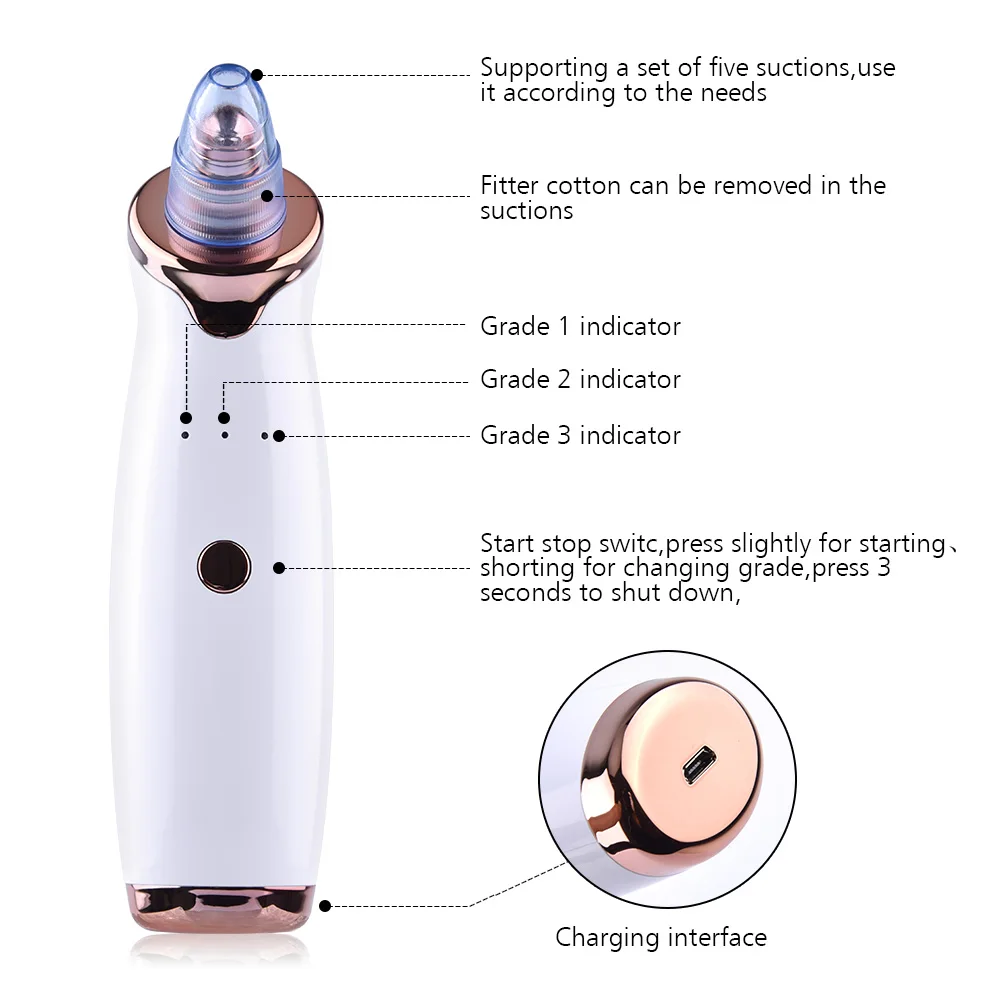 Blackhead Remover Pore Vacuum Upgraded Facial Pore Cleaner Electric Acne Whitehead Black Spots Extractor Tool for Women & Men