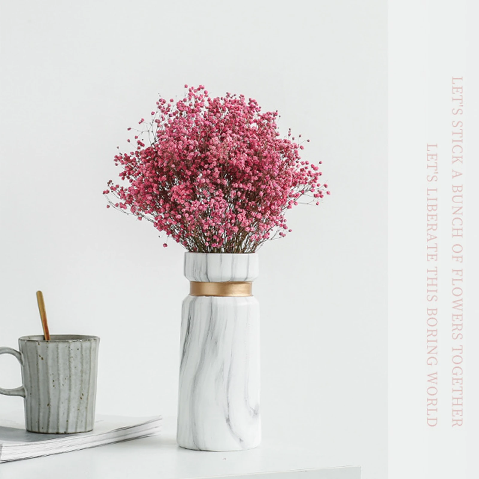 

﻿ Nordic Style Ceramics Vase Vintage Marble Pattern Flower Pot Home Living Room Desktop Decoration