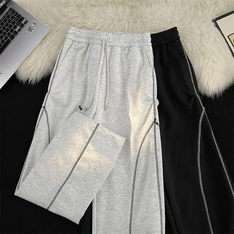 

Heavyweight Casual Sweatpants Men's American Trendy Brand Versatile Dstring Loose Straight Leg Pants Teenage Wide Leg Spor...