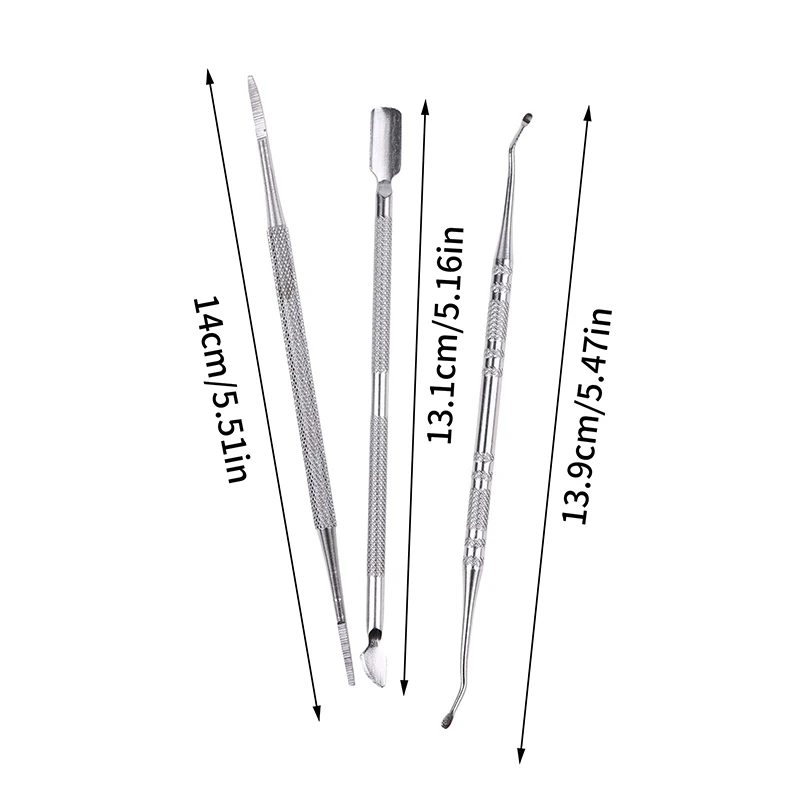 3*Stainless Steel Ingrown Toe Correction Nail Files Double Ended Paronychia Toenail Care Manicure Pedicure Nail Clean Foot Tool