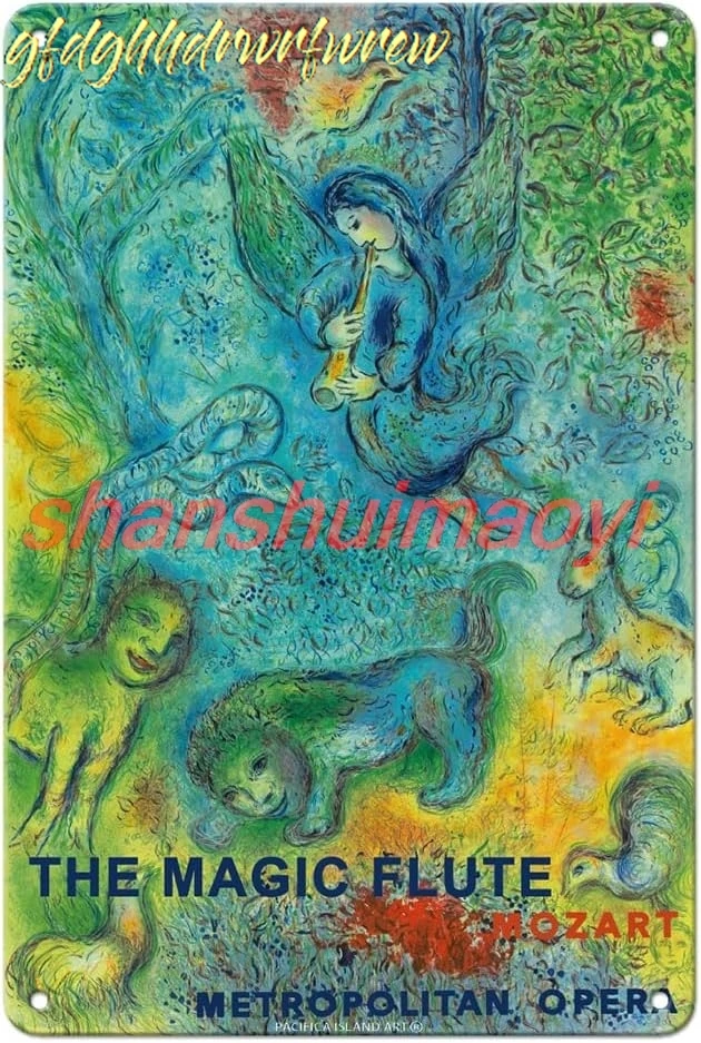 Pacifica Island Art The Magic Flute - Mozart - Metropolitan Opera - Vintage Opera Poster by Marc Chagall c.1966-8 x 12 inch sign